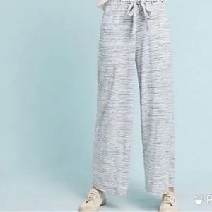 Anthropologie Saturday Sunday Gray white striped paper bag waist lounge pants xs